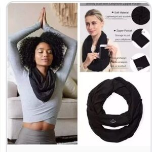 Beyond Yoga Dark Gray Infinity Pocket Scarf Activewear Layering Like New